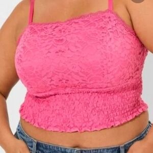Torrid Pink Lace Crop Top Bralette Torrid Sz 0 L to XL